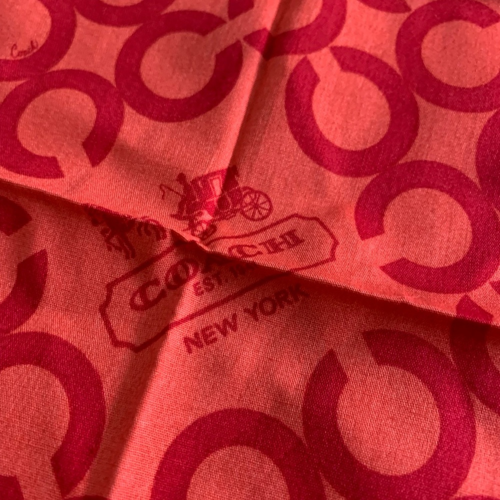 Coach Red Patterned Scarf/ handkerchief cotton